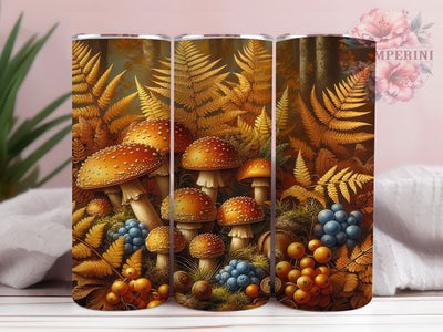 Autumn Forest Mushroom Tumbler Wrap, Mushroom Fall Wrap, 20Oz Sublimation Design, Woodland Autumn Cup, Rustic Fall Drinkware, Nature Mushroom Tumbler, Cozy Forest Wrap Sublimation Li Zamperini 