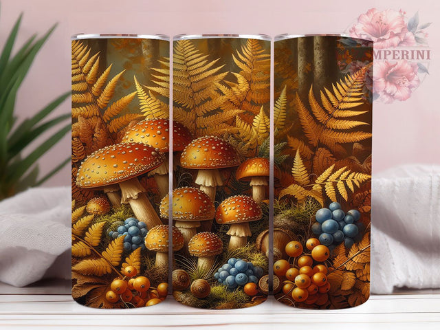 Autumn Forest Mushroom Tumbler Wrap, Mushroom Fall Wrap, 20Oz Sublimation Design, Woodland Autumn Cup, Rustic Fall Drinkware, Nature Mushroom Tumbler, Cozy Forest Wrap Sublimation Li Zamperini 
