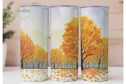 Autumn Forest Path 20oz Tumbler Wrap Sublimation PixelChick 