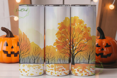 Autumn Forest Path 20oz Tumbler Wrap Sublimation PixelChick 