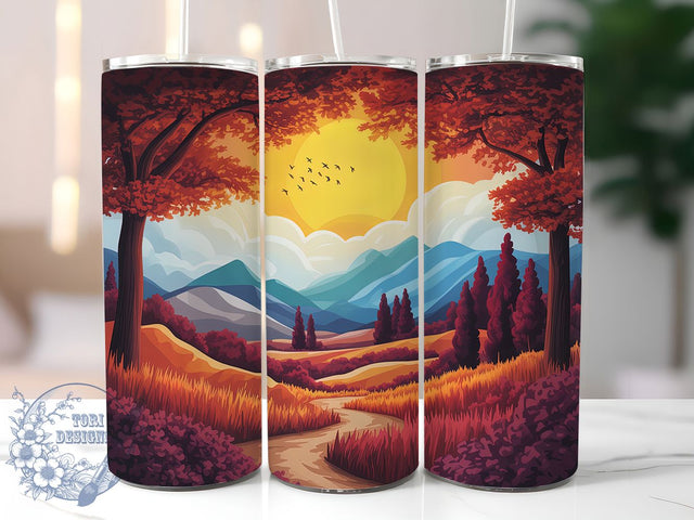 Autumn Forest Path Tumbler, Fall Path, Nature Wrap, Sublimation Art, 20oz Tumbler, Seasonal Theme, Rustic Style Sublimation ToriDesigns 