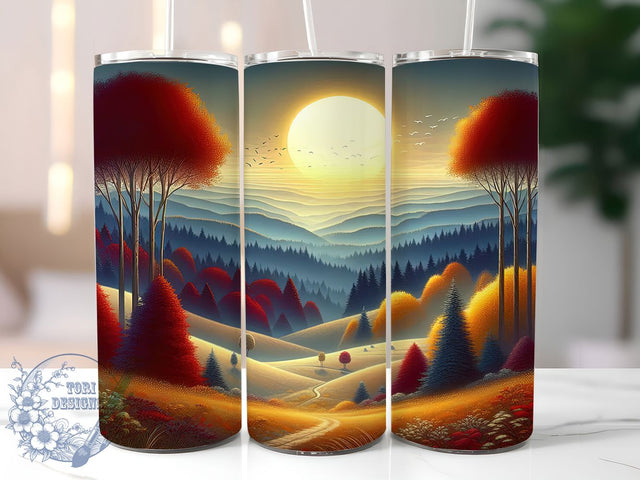 Autumn Forest Path Tumbler, Fall Path, Nature Wrap, Sublimation Art, 20oz Tumbler, Seasonal Theme, Rustic Style Sublimation ToriDesigns 