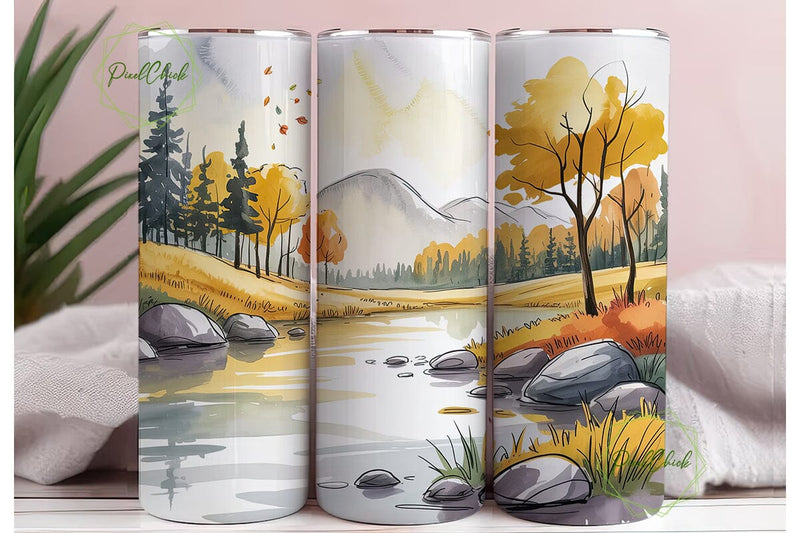 Autumn Forest Reflection 20oz Tumbler Sublimation PixelChick 