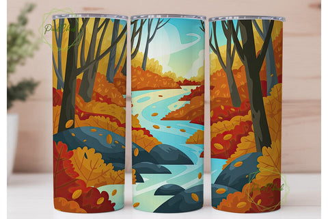 Autumn Forest River 20oz Tumbler Wrap Sublimation PixelChick 