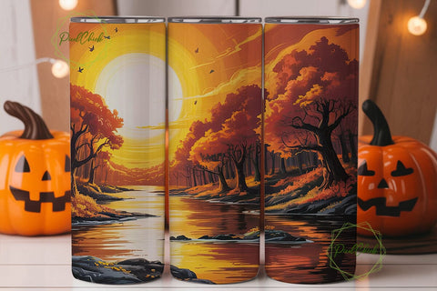 Autumn Forest River Glow 20oz Tumbler Sublimation PixelChick 
