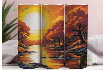 Autumn Forest River Glow 20oz Tumbler Sublimation PixelChick 