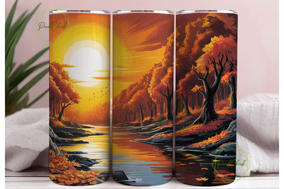 Autumn Forest River Glow 20oz Tumbler Sublimation PixelChick 