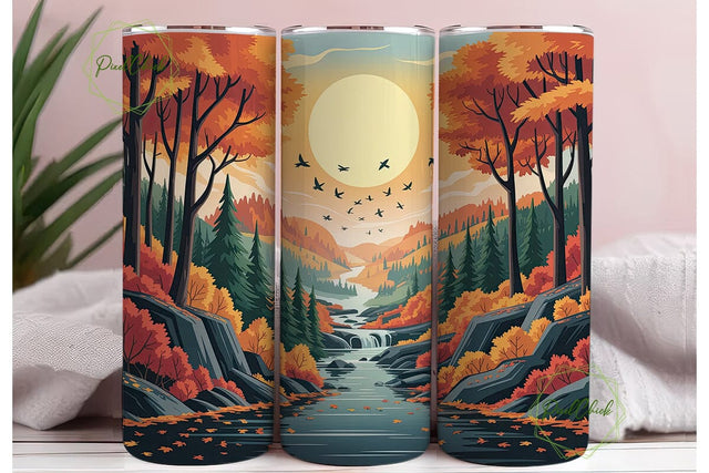 Autumn Forest River Scene 20oz Tumbler Sublimation PixelChick 