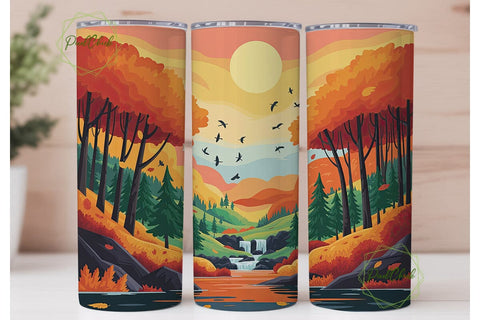 Autumn Forest River Scene 20oz Tumbler Sublimation PixelChick 
