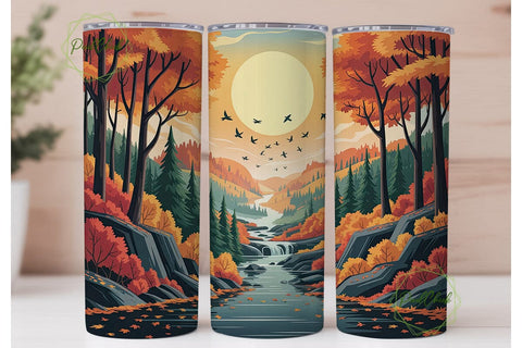 Autumn Forest River Scene 20oz Tumbler Sublimation PixelChick 