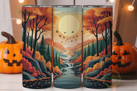 Autumn Forest River Scene 20oz Tumbler Sublimation PixelChick 