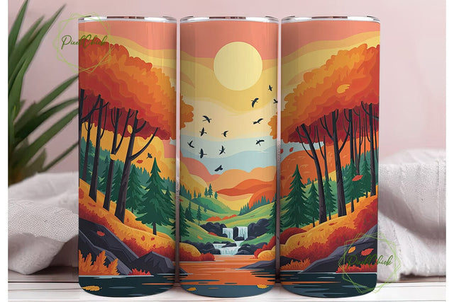 Autumn Forest River Scene 20oz Tumbler Sublimation PixelChick 