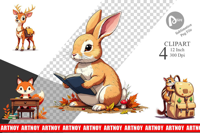 Autumn Forest School Clipart Sublimation artnoy 