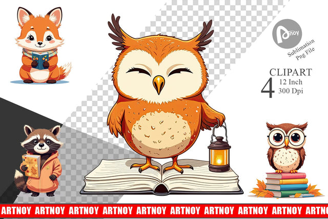 Autumn Forest School Clipart Sublimation artnoy 