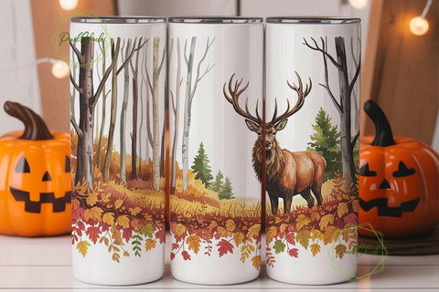 Autumn Forest Stag 20oz Tumbler Wrap Sublimation PixelChick 