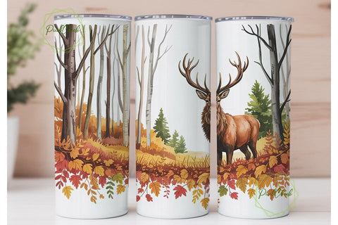 Autumn Forest Stag 20oz Tumbler Wrap Sublimation PixelChick 