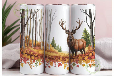 Autumn Forest Stag 20oz Tumbler Wrap Sublimation PixelChick 