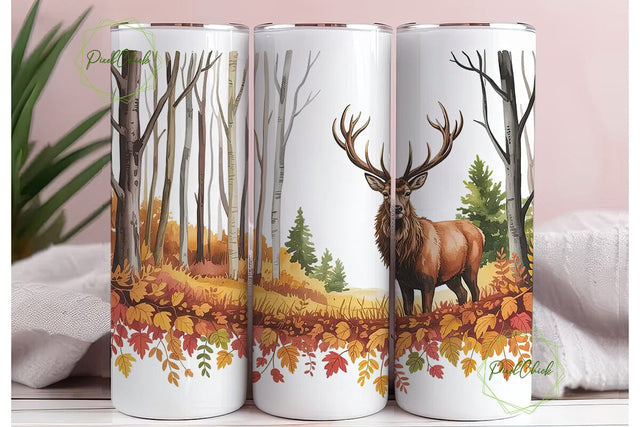 Autumn Forest Stag 20oz Tumbler Wrap Sublimation PixelChick 
