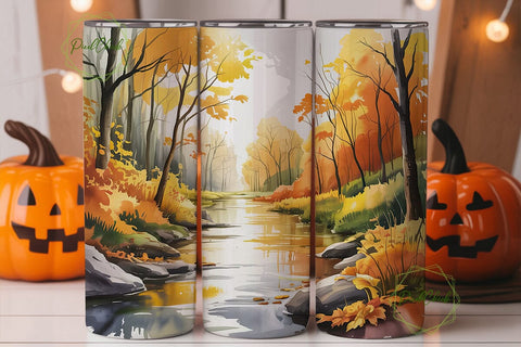 Autumn Forest Stream 20oz Tumbler Wrap Sublimation PixelChick 