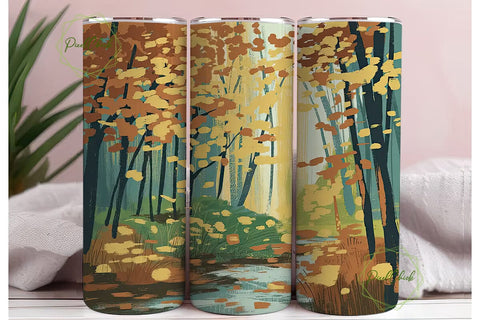 Autumn Forest Stream 20oz Tumbler Wrap Sublimation PixelChick 