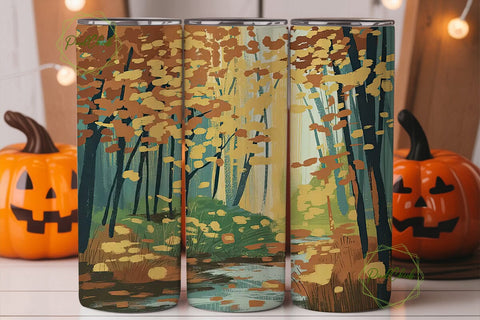 Autumn Forest Stream 20oz Tumbler Wrap Sublimation PixelChick 