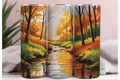 Autumn Forest Stream 20oz Tumbler Wrap Sublimation PixelChick 