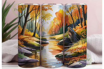 Autumn Forest Stream 20oz Tumbler Wrap Sublimation PixelChick 