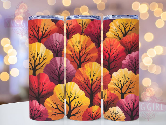 Autumn Forest Trees Tumbler, Forest Pattern Wrap, 20oz Tumbler Sublimation, Fall Woodland Design, Nature Texture Sublimation, Rustic Leaves Tumbler, Seasonal Tree Print Wrap Sublimation SvggirlplusArt 