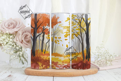 Autumn Forest Watercolor 20oz Tumbler Sublimation sassyprint 