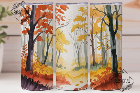Autumn Forest Watercolor 20oz Tumbler Sublimation sassyprint 
