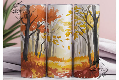 Autumn Forest Watercolor 20oz Tumbler Sublimation sassyprint 