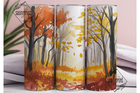 Autumn Forest Watercolor 20oz Tumbler Sublimation sassyprint 