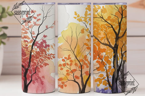 Autumn Forest Watercolor 20oz Tumbler Sublimation sassyprint 