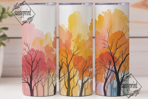 Autumn Forest Watercolor 20oz Tumbler Sublimation sassyprint 