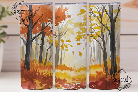 Autumn Forest Watercolor 20oz Tumbler Sublimation sassyprint 