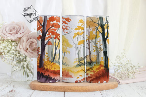 Autumn Forest Watercolor 20oz Tumbler Sublimation sassyprint 