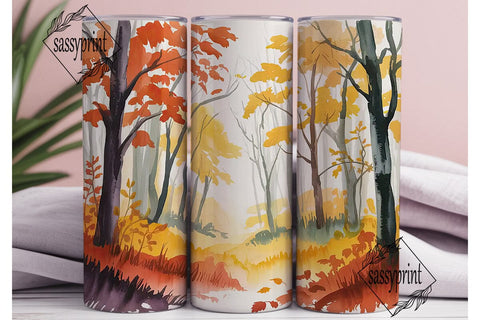 Autumn Forest Watercolor 20oz Tumbler Sublimation sassyprint 