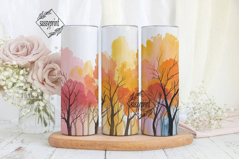 Autumn Forest Watercolor 20oz Tumbler Sublimation sassyprint 