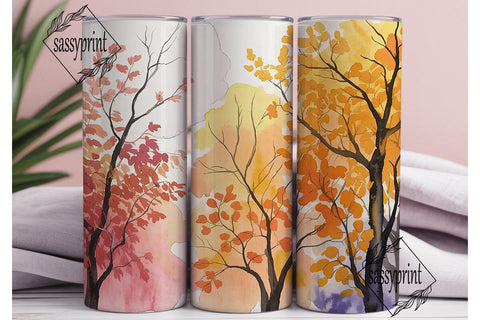 Autumn Forest Watercolor 20oz Tumbler Sublimation sassyprint 
