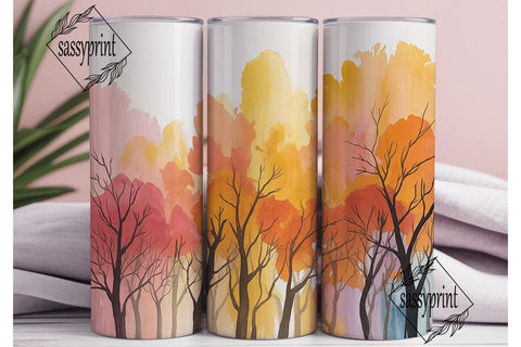 Autumn Forest Watercolor 20oz Tumbler Sublimation sassyprint 