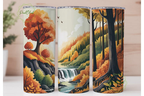 Autumn Forest Waterfall 20oz Tumbler Sublimation PixelChick 