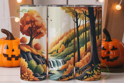 Autumn Forest Waterfall 20oz Tumbler Sublimation PixelChick 