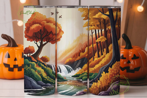 Autumn Forest Waterfall 20oz Tumbler Sublimation PixelChick 