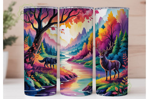 Autumn Forest Wildlife 20oz Tumbler Wrap Sublimation PixelChick 