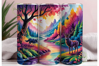 Autumn Forest Wildlife 20oz Tumbler Wrap Sublimation PixelChick 
