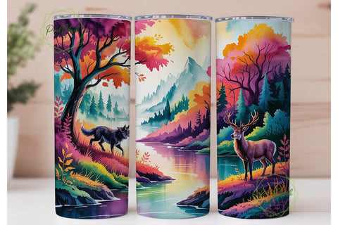 Autumn Forest Wildlife 20oz Tumbler Wrap Sublimation PixelChick 