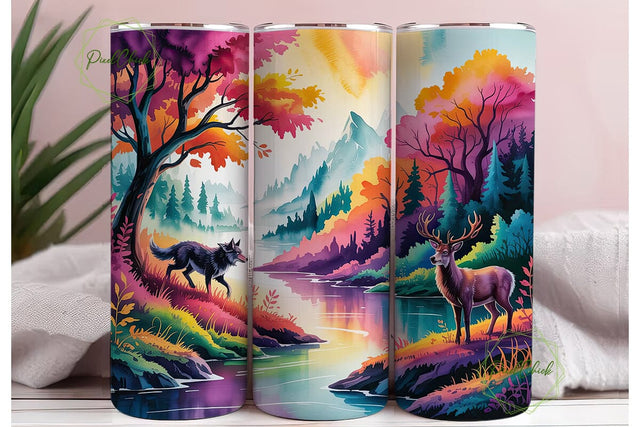 Autumn Forest Wildlife 20oz Tumbler Wrap Sublimation PixelChick 