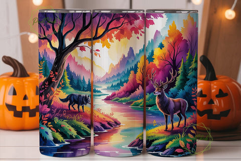 Autumn Forest Wildlife 20oz Tumbler Wrap Sublimation PixelChick 