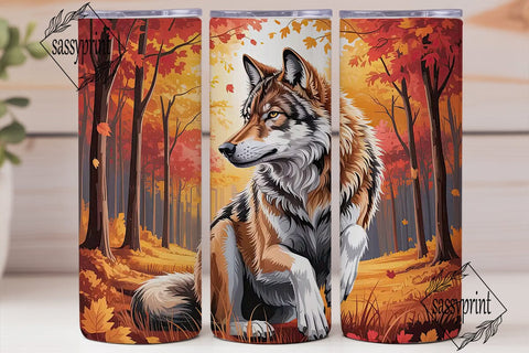 Autumn Forest Wolf 20oz Tumbler Wrap Sublimation sassyprint 
