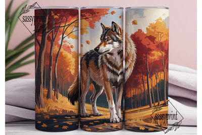 Autumn Forest Wolf 20oz Tumbler Wrap Sublimation sassyprint 